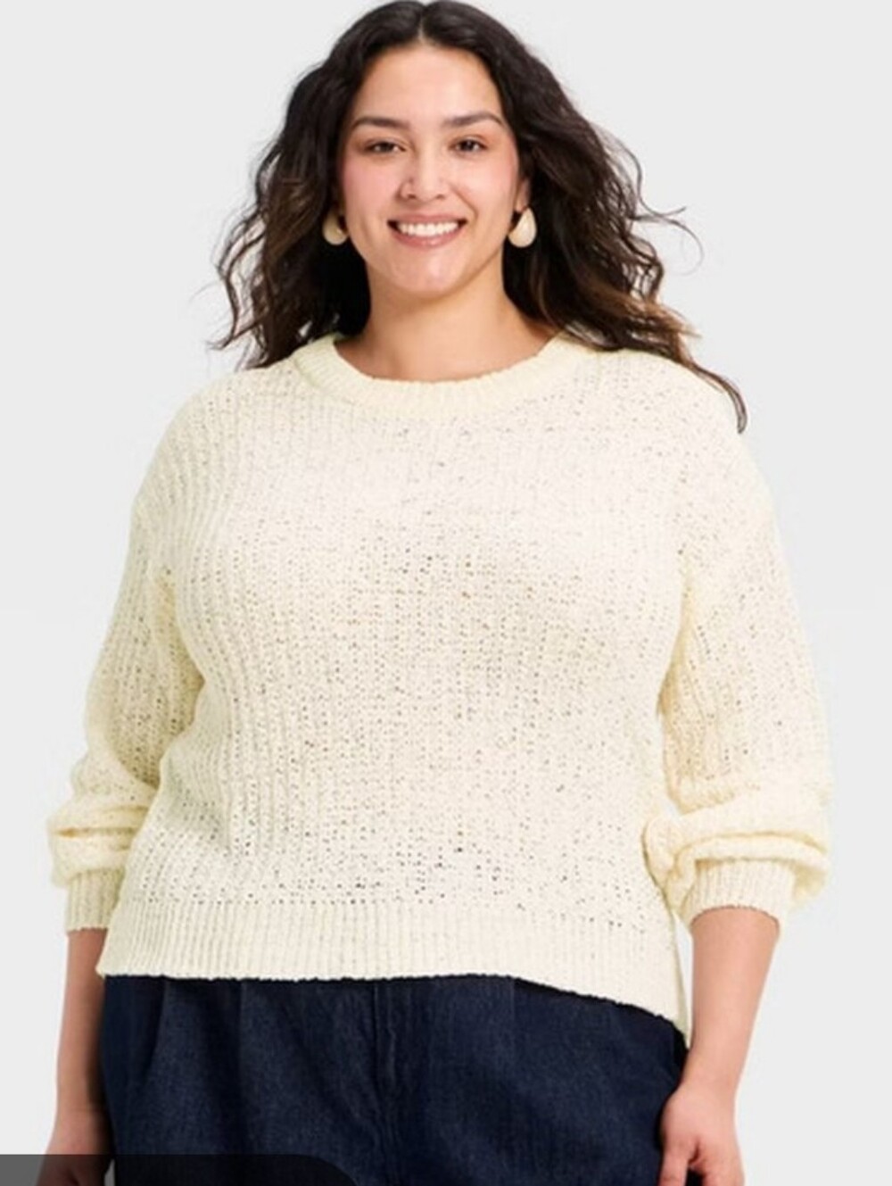 a new day Cream Crewneck Knit Sweater